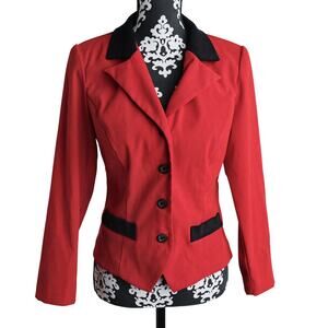 Women's Vintage 90s Red/Black R&K Equestrian Style Buttoned Jacket/Blazer - 10P